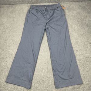 Duluth Trading Pants Womens 16 Regular Blue Chino Wide Leg Pull On Summer Weight